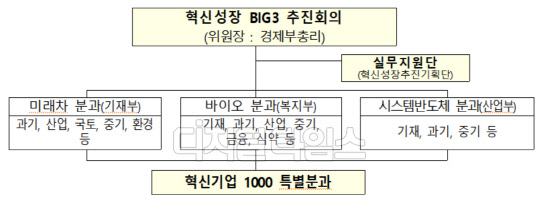혁신성장 빅3 추진회의 구성도. <자료:기획재정부>